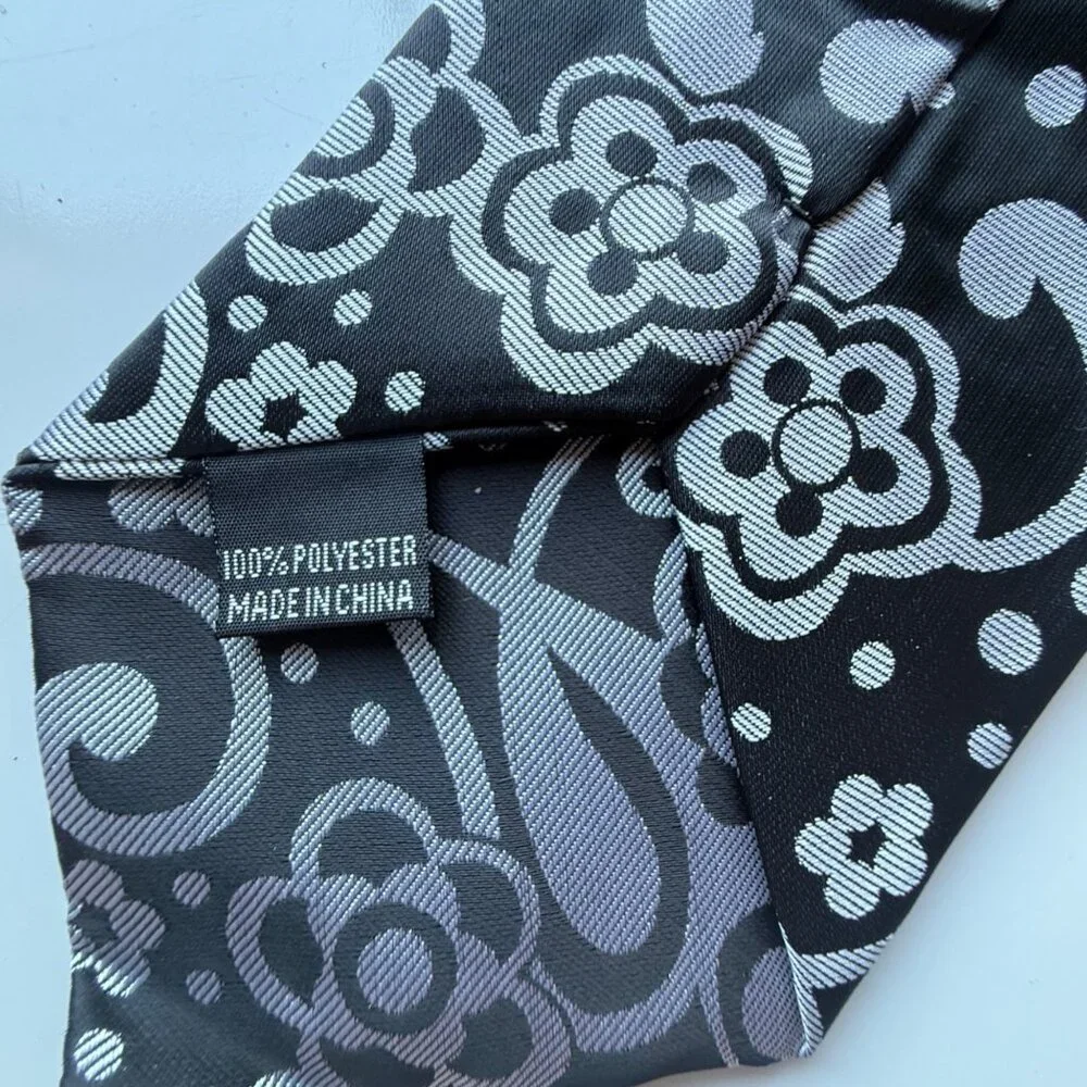 Littlest Prince Couture Tie 20 Inch Black & White Floral Pre-Tied Adjustable